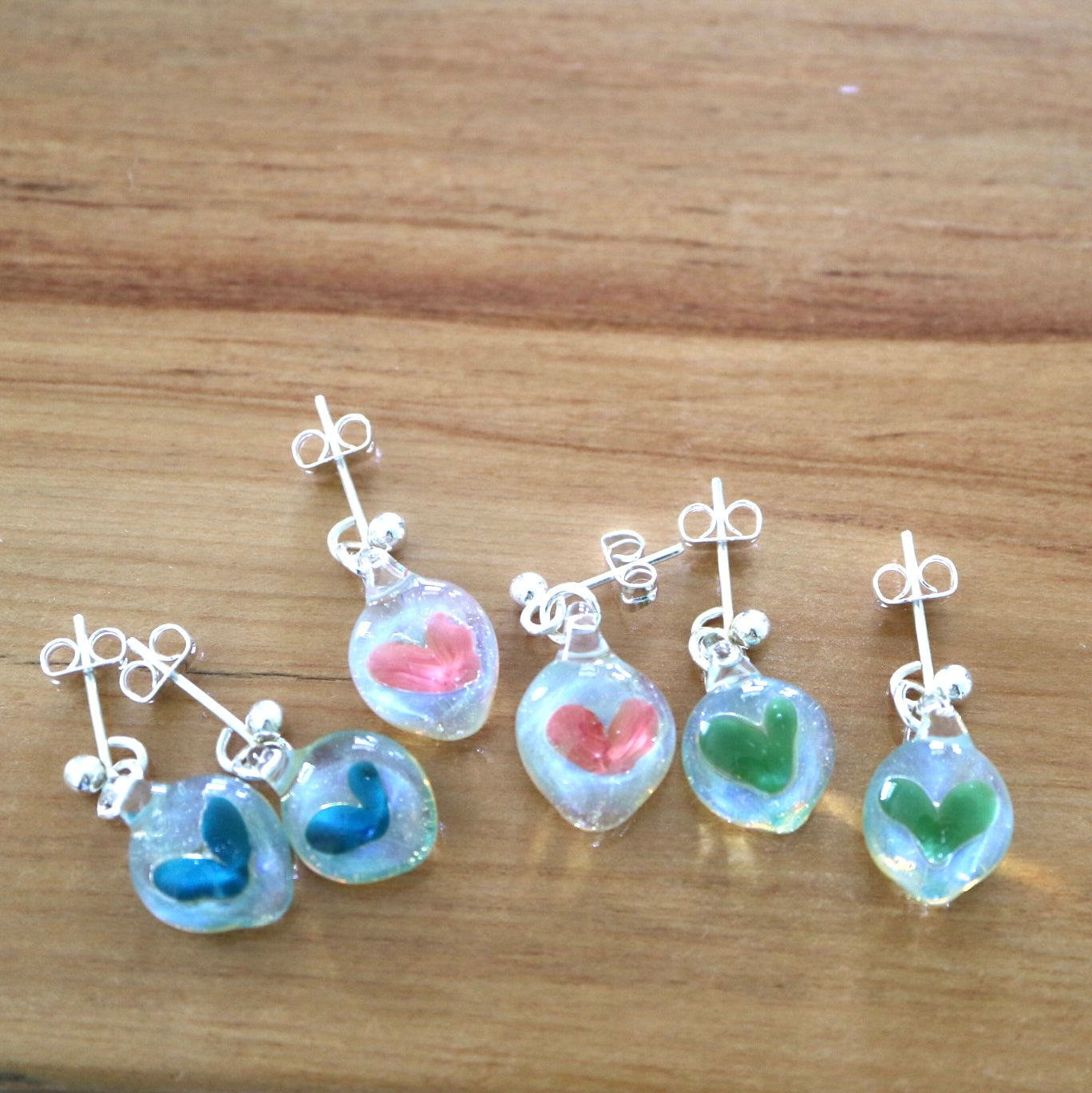 Heart in Glass Studs