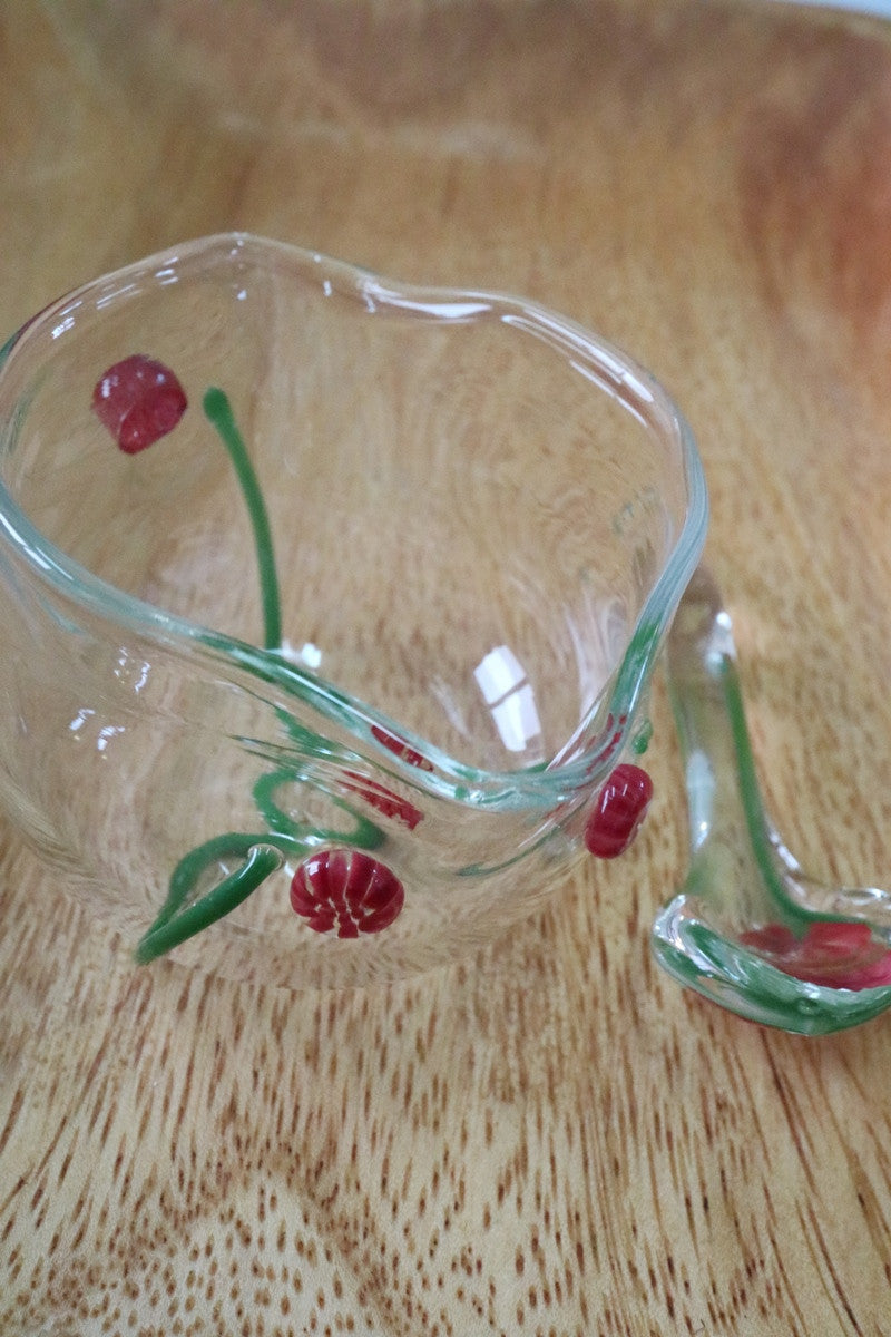 Salt Bowl with a Matching Spoon - Floral